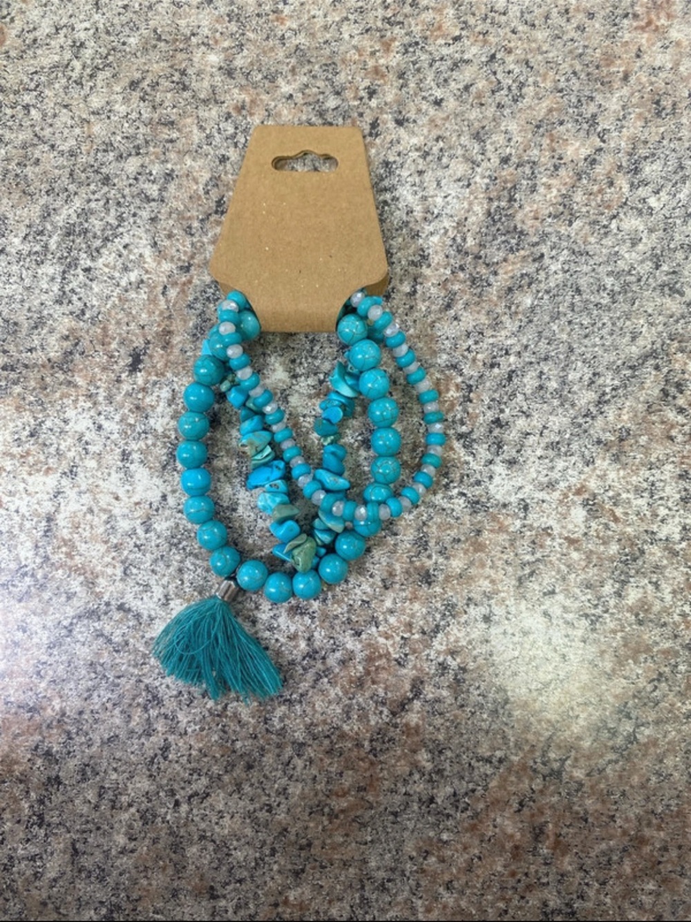 Turquoise Beaded Multi-Strand Bracelet with Tassel
